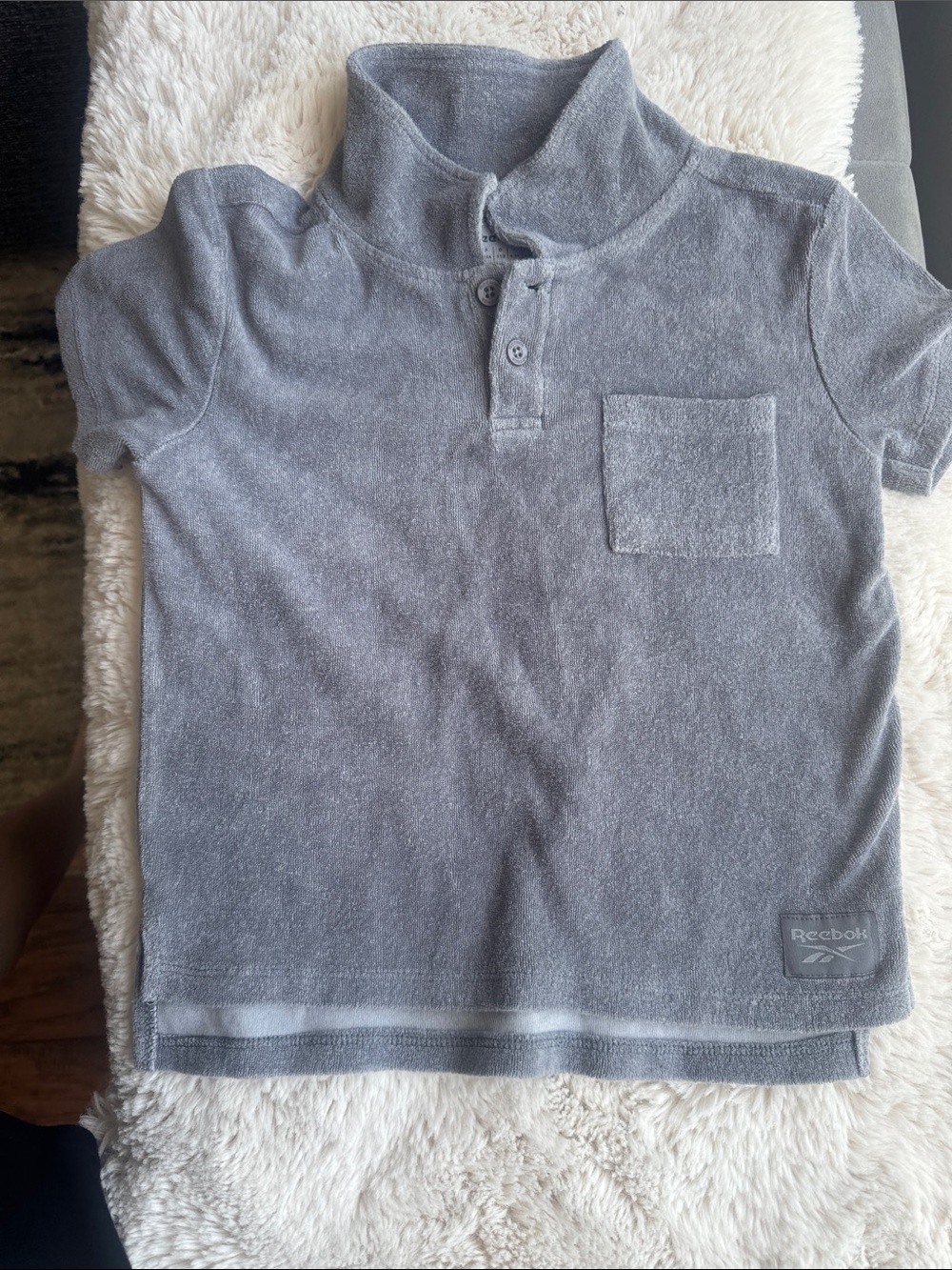 Reebok Boys Size 5 Grey Terry Polo Shirt with Chest Pocket